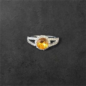 Silver Plated Halo Ring Size 8 Split Shank Design